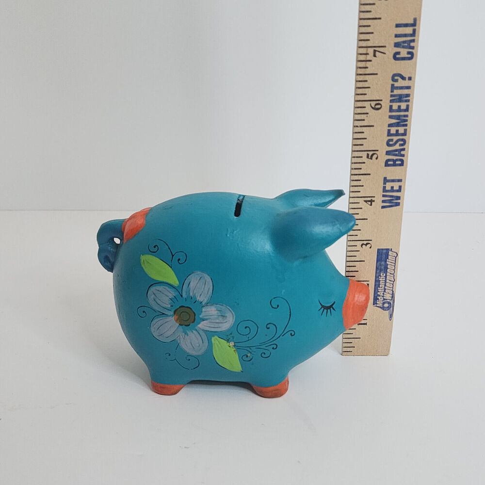Vintage NAPCOWARE Ceramic Coin Piggy Bank w Flowers M-7139 - Picture 7 of 8